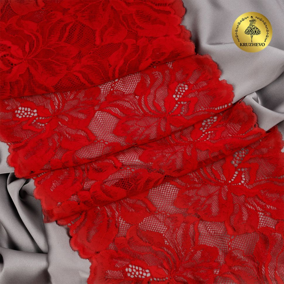 Кружево-стрейч KRUZHEVO арт.TBY.8038 шир.240мм цв.101 темно-красный уп.10м