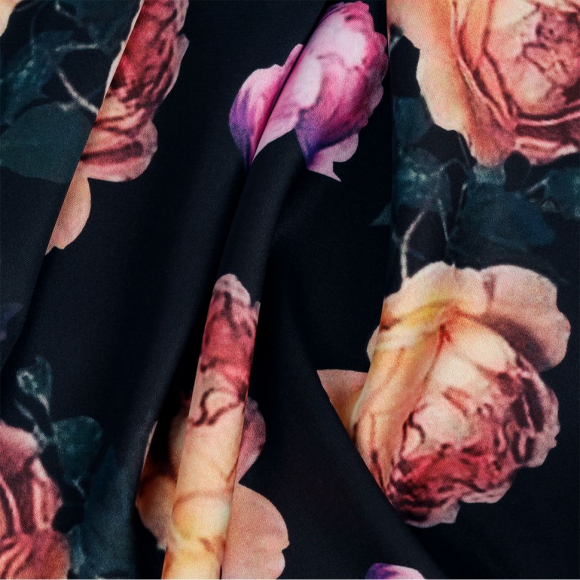 Ткань шелк Армани креп 90 г/м? 97% полиэстер, 3% лайкра шир.148 см арт.T.0326.5 цв.05 черный рул.25м