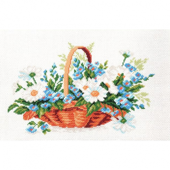 Рисунок на канве МАТРЕНИН ПОСАД арт.28х37 - 0816 Корзинка с незабудками.