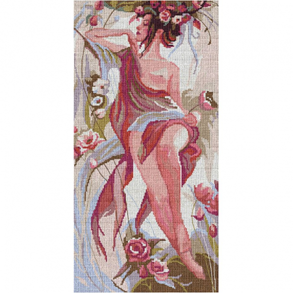 Набор для вышивания мулине НИТЕКС арт.0066 Девушка Роза 25,5х51 см