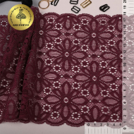 Кружево-стрейч KRUZHEVO арт.TBY 8026 шир.180мм цв.076 фиолетовый уп.10м