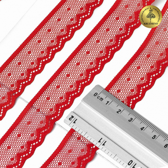 Кружево-стрейч KRUZHEVO арт.TBY.8028 шир.25мм цв.SD163 красный уп.50м