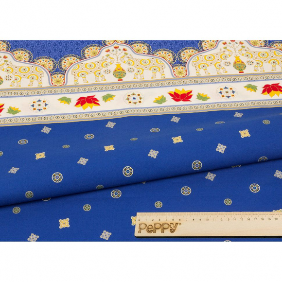 Ткань для пэчворка PEPPY Индийское Сари 146 г/м? 100% хлопок цв.ИС-02 панель синий уп.60х110 см