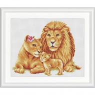 192835_Набор для вышивания "Сафари Львы", канва лён 28 ct