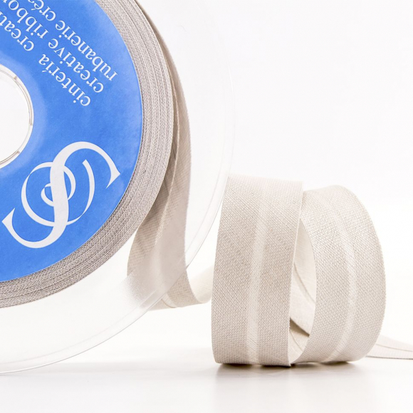 Косая бейка хлопок/лён, 20 мм, 20 м, цвет 27, светло-серый