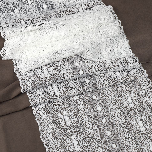 Кружево-стрейч KRUZHEVO арт.TBY.6185 шир.185мм цв.004 белый уп.18м