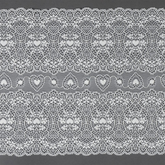 Кружево-стрейч KRUZHEVO арт.TBY.6185 шир.185мм цв.004 белый уп.18м