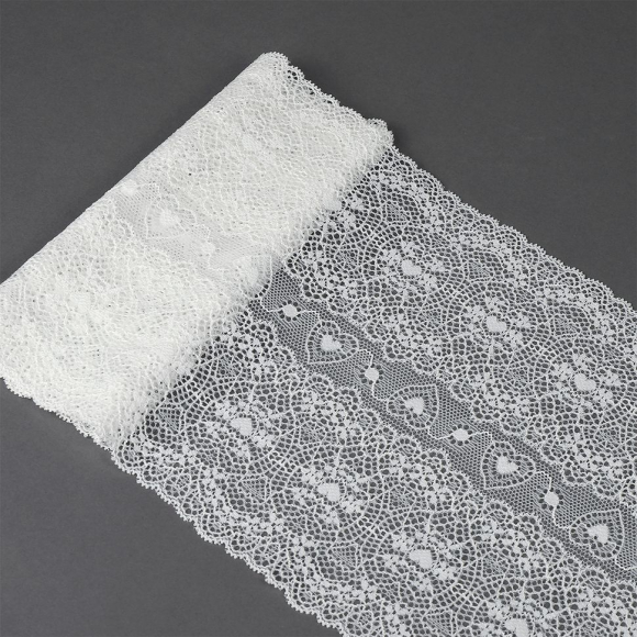 Кружево-стрейч KRUZHEVO арт.TBY.6185 шир.185мм цв.004 белый уп.18м