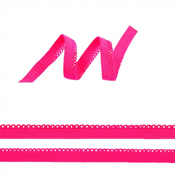 Резинка TBY бельевая ажурная 10мм арт.RB031402A цв.A1402 розовый неон уп. 100 м