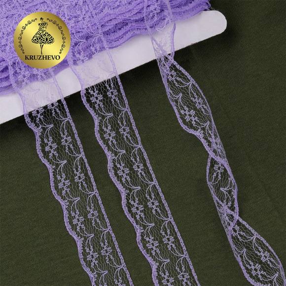 Кружево-трикотаж KRUZHEVO арт.TBY 1663 шир.20мм цв.12 св.фиолетовый, уп.27,4м