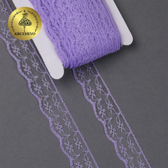 Кружево-трикотаж KRUZHEVO арт.TBY 1663 шир.20мм цв.12 св.фиолетовый, уп.27,4м