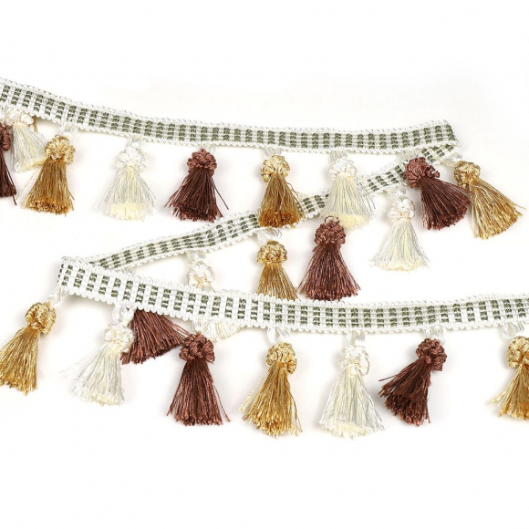 Бахрома для штор с кисточками арт.6152-0330 шир.65мм цв.3 цвета уп.10м