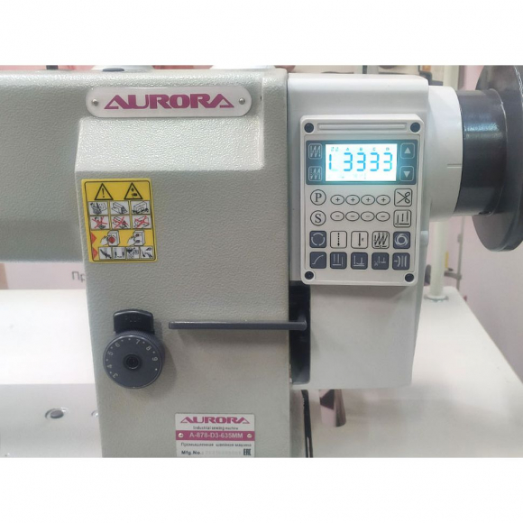 Двухигольная промышленная швейная машина с увеличенным вылетом рукава Aurora a-878-d3 (прямой привод, автоматические функции, тройное продвижение)