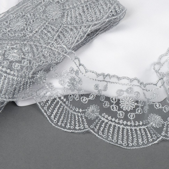 Кружево на жесткой сетке Exclusive арт.TBY J2052W-2 шир.55мм цв.E1015 серый уп.13,71м