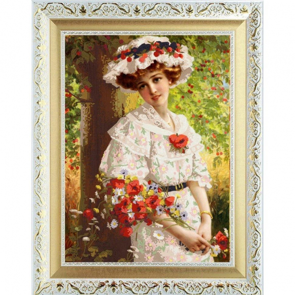 Рисунок на ткани (Бисер) КОНЁК арт. 8475 Девушка с маками 29х39 см Рисунок на ткани (Бисер) КОНЁК арт. 8475 Девушка с маками 29х39 см