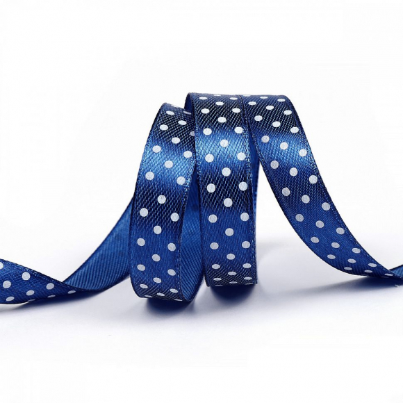 Лента атласная Ideal LDAG123165 Горошек 12мм цв.темно-синий уп.27,4м