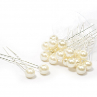 Шпильки арт.AVSH141 с бусинами 12 см цв.молочный уп.20 шт