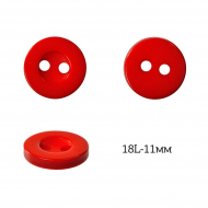 Пуговицы пластик арт.TBY.378.11.RD цв.красный, 18L-11мм, 2 прокола, 200шт
