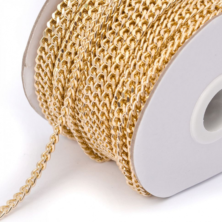 Цепочка 6х4х1,2мм, TBY-1943-3 металл цв.св.золото рул.25м