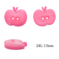 Пуговицы пластик Яблоко TBY.P-1324 цв.16 яр.розовый 24L-15мм, на 2 прокола, 50 шт