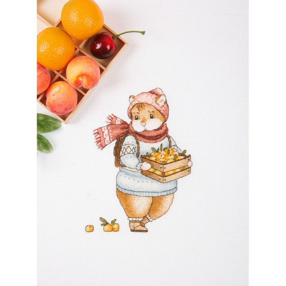 Набор для вышивания PANNA арт. J-7137 Хомяк с мандаринами 14х18 см Набор для вышивания PANNA арт. J-7137 Хомяк с мандаринами 14х18 см