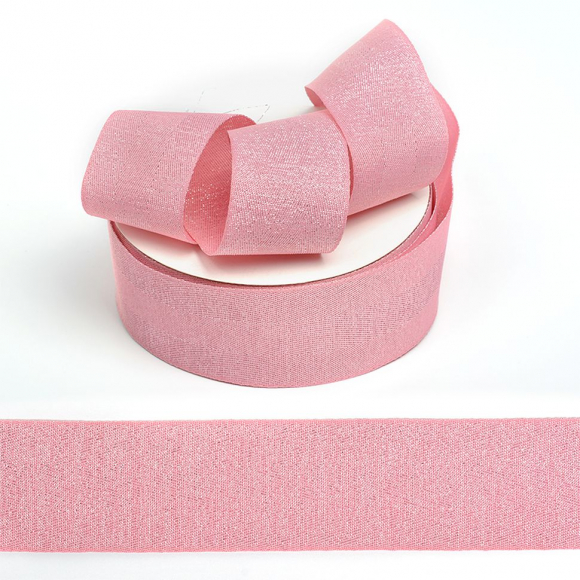 Тесьма киперная металлизированная 40 мм полиэстер арт.TBYT22 цв.S221 розовый уп.22,85м