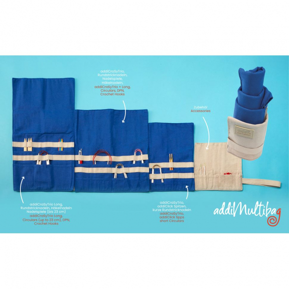 189576_Органайзер addiMultibag для хранения спиц и крючков, текстильный, 90 х 25 см, 4 отделения