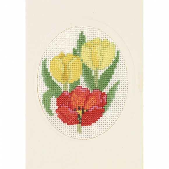 Набор для вышивания PERMIN арт.17-2187 Открытка Тюльпаны 9х13 см