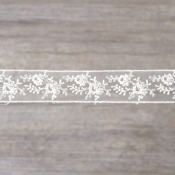 177946_Вышивка на тюле, 23 мм, цвет белый