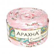 Пряжа ARACHNA Sling Print (100% хлопок) 6х160г/50м цв.019 цветочек-бело-розовый