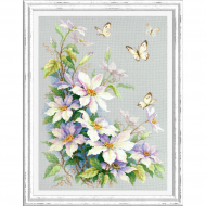 Набор для вышивания ЧУДЕСНАЯ ИГЛА арт.100-062 Клематисы 28х39 см Набор для вышивания ЧУДЕСНАЯ ИГЛА арт.100-062 Клематисы 28х39 см