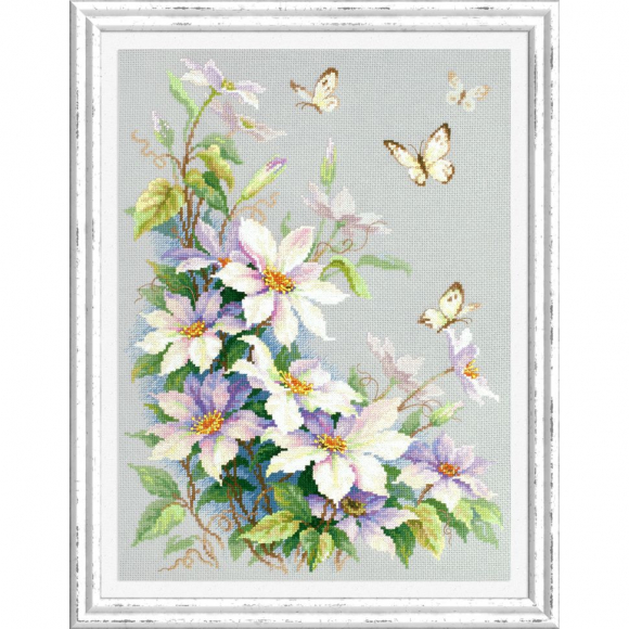 Набор для вышивания ЧУДЕСНАЯ ИГЛА арт.100-062 Клематисы 28х39 см