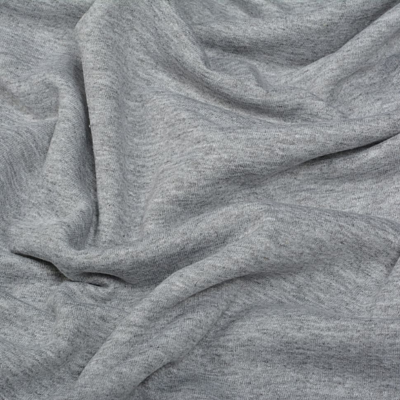 Ткань трикотаж Футер 2х нитка начес хлопок 190г опененд 100+100 сер.меланж пач.20-25кг