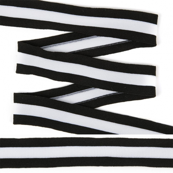 Тесьма TBY трикотажная Лампас KTS0425 шир.25мм цв.чер/бел уп.32м Тесьма TBY трикотажная Лампас KTS0425 шир.25мм цв.чер/бел уп.32м