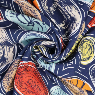 Ткань Штапель 90 г/м? 100% вискоза шир.145 см арт.Р.20588.06 цв.06 синий уп.25м