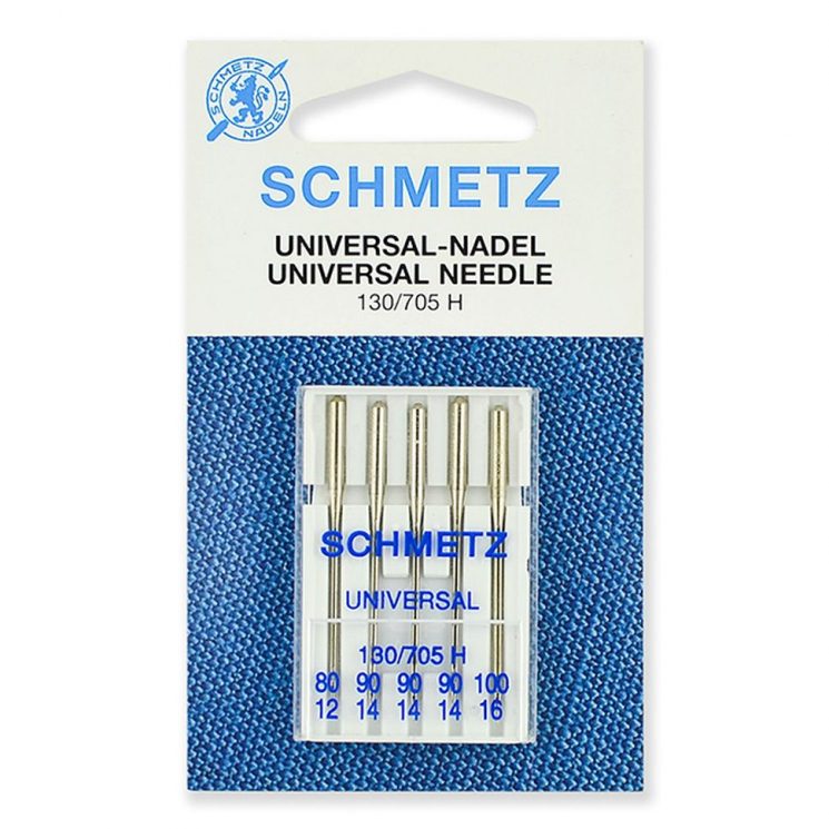 Иглы для бытовых швейных машин Schmetz стандартные 130/705H №80/90(3)/100, уп.5 игл