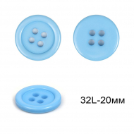 Пуговицы пластиковые C-TA203-1 цв.голубой 32L-20мм, 4 прокола, 36шт