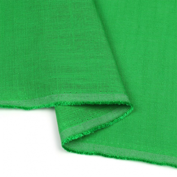 Ткань льняная 190 г/м? лен 40%, вискоза 60% шир.140 см арт.TBY.Li.1002.27 цв.27 яр.зеленый уп.5м