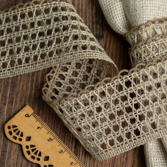 Тесьма вязаная 6620 шир.45мм цв.071 льняной уп.25м