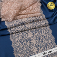 Кружево-стрейч KRUZHEVO арт.TBY 8012 шир.180мм цв.168 серебристый пион уп.20м