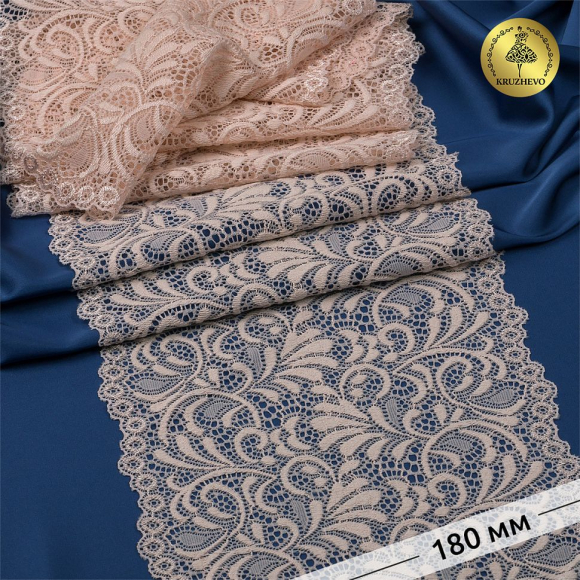 Кружево-стрейч KRUZHEVO арт.TBY 8012 шир.180мм цв.168 серебристый пион уп.20м Кружево-стрейч KRUZHEVO арт.TBY 8012 шир.180мм цв.168 серебристый пион уп.20м