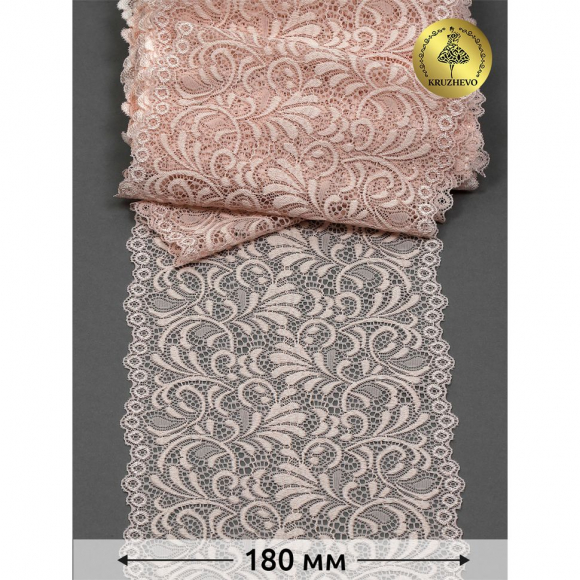 Кружево-стрейч KRUZHEVO арт.TBY 8012 шир.180мм цв.168 серебристый пион уп.20м Кружево-стрейч KRUZHEVO арт.TBY 8012 шир.180мм цв.168 серебристый пион уп.20м
