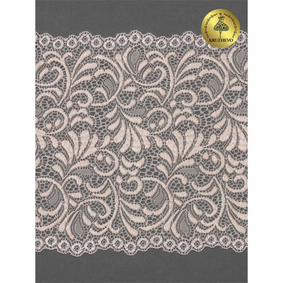 Кружево-стрейч KRUZHEVO арт.TBY 8012 шир.180мм цв.168 серебристый пион уп.20м Кружево-стрейч KRUZHEVO арт.TBY 8012 шир.180мм цв.168 серебристый пион уп.20м