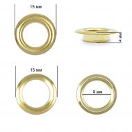 Люверсы сталь TBY.2091 №24 (? 9мм, h 4мм) цв. золото уп. 500шт