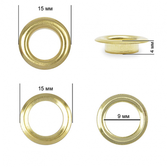 Люверсы сталь TBY.2091 №24 (? 9мм, h 4мм) цв. золото уп. 500шт Люверсы сталь TBY.2091 №24 (? 9мм, h 4мм) цв. золото уп. 500шт