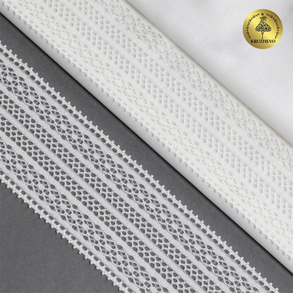 Кружево-стрейч KRUZHEVO арт.TBY.8035 шир.50мм цв.01 белый уп.10м