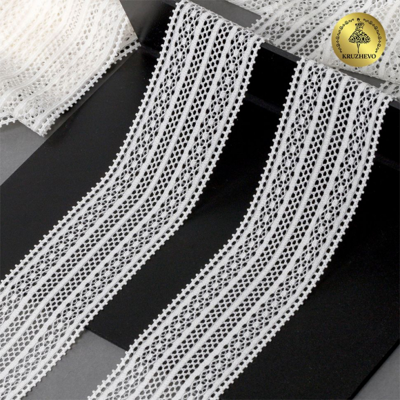 Кружево-стрейч KRUZHEVO арт.TBY.8035 шир.50мм цв.01 белый уп.10м