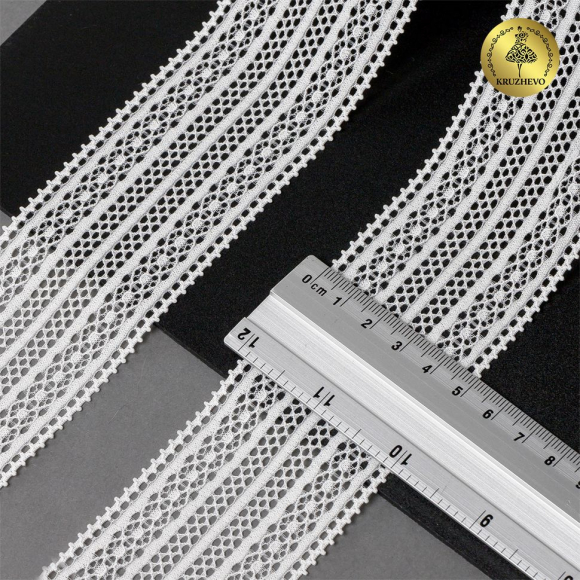 Кружево-стрейч KRUZHEVO арт.TBY.8035 шир.50мм цв.01 белый уп.10м