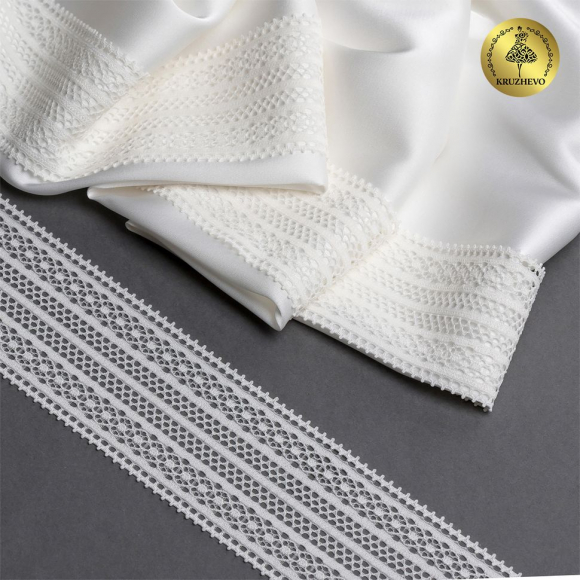 Кружево-стрейч KRUZHEVO арт.TBY.8035 шир.50мм цв.01 белый уп.10м