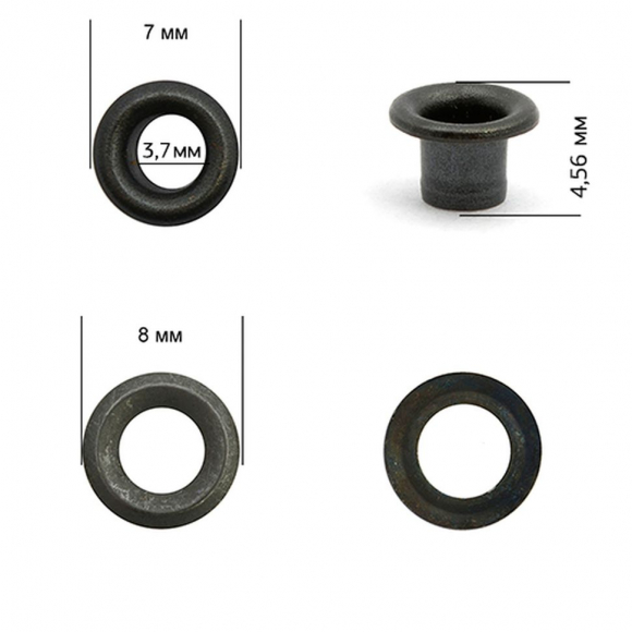 Люверсы сталь New Star №1,7 (? 3,7мм, h 4,56мм) цв. оксид уп. 100шт Люверсы сталь New Star №1,7 (? 3,7мм, h 4,56мм) цв. оксид уп. 100шт